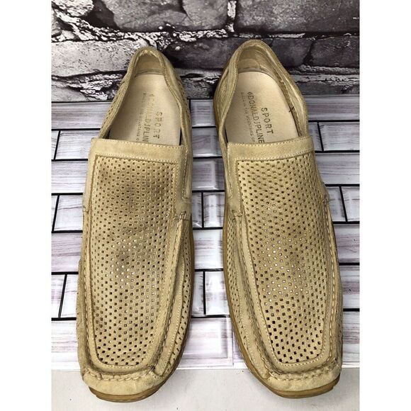 Donald J PLINER Esco Tan Suede Perforated Driving Moccasin Loafers Shoes Men 13M - Picture 11 of 16